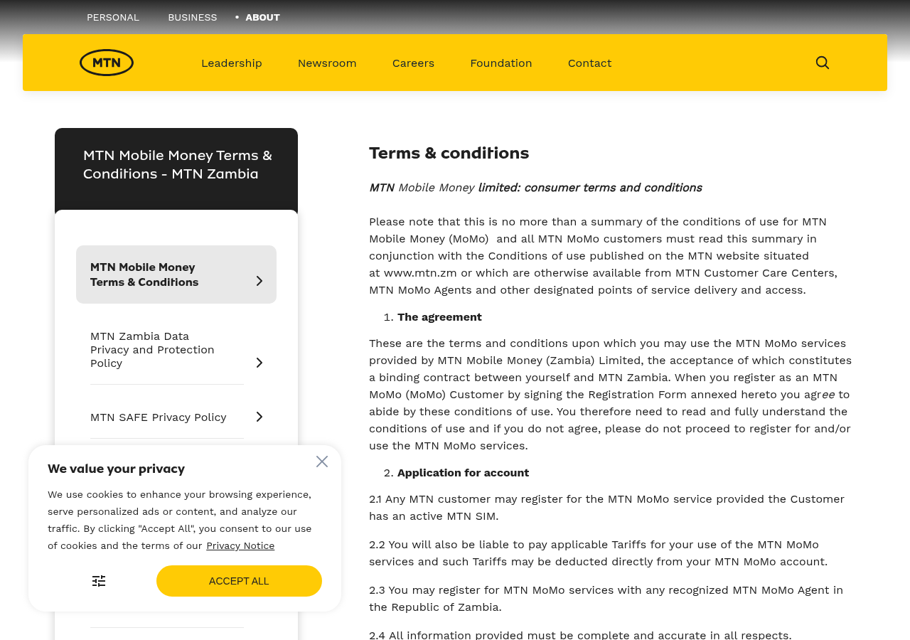 MTN Zambia MoMo transaction and escalation terms captured on 8 September 2026