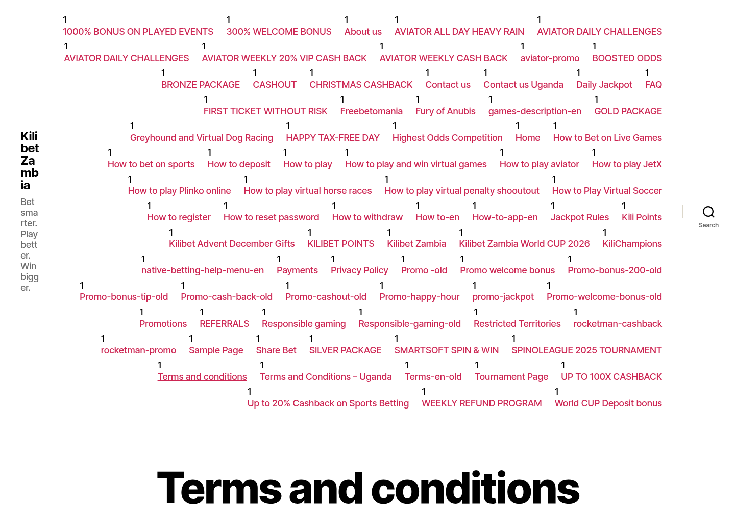Dated capture of public terms-style material on the operator's promotional subdomain