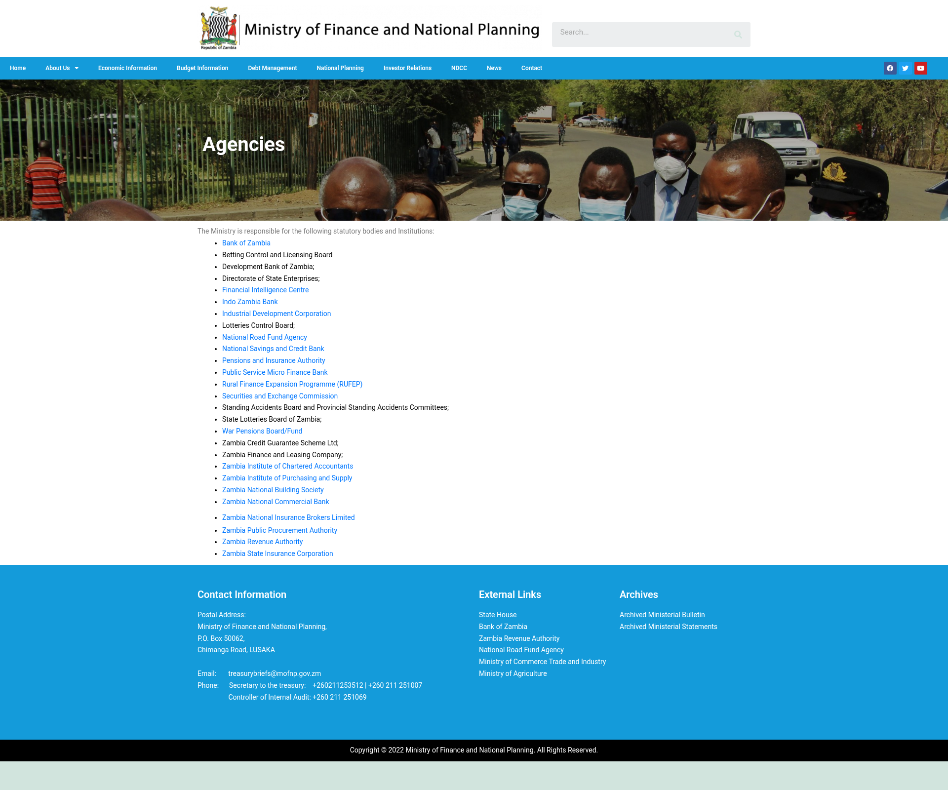 Capture of the ministry agencies page checked on 22 August 2026